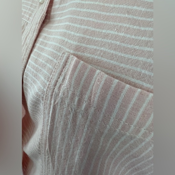 Barbour Beachfront Pink Stripe Button Front Linen & Cotton Shirt size 8 - Picture 5 of 14